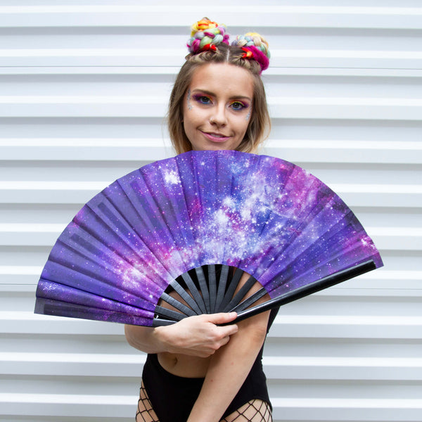 GloFX Festival Folding Fan - Galaxy