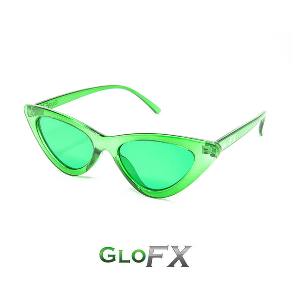 GloFX Cat Eye Colour Therapy Glasses - Green