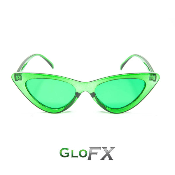 GloFX Cat Eye Colour Therapy Glasses - Green