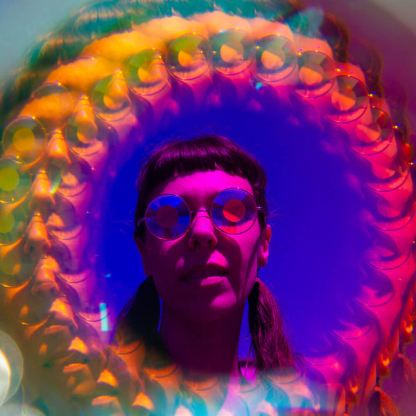GloFX Kaleidoscope Glasses - White - Wormhole Flat Back
