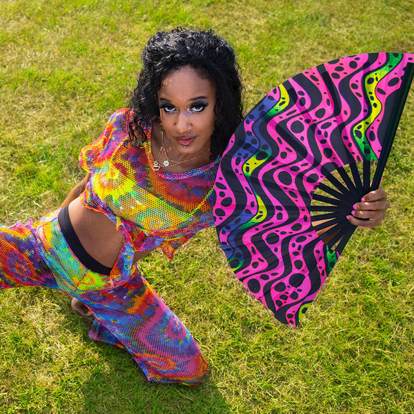 GloFX Festival Folding Fan - Heat Wave