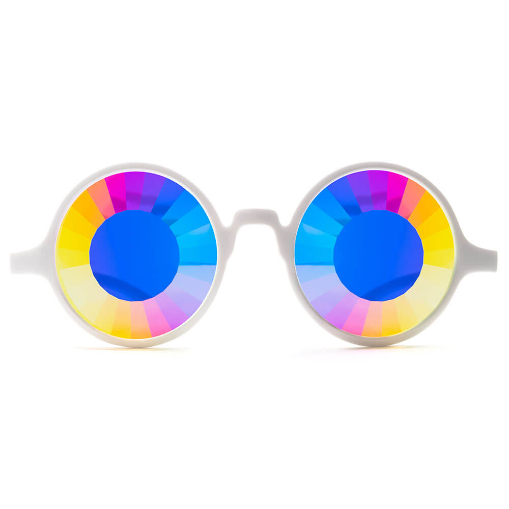 GloFX Kaleidoscope Glasses - White - Wormhole Flat Back