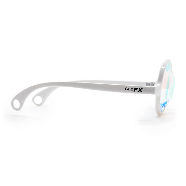 GloFX Kaleidoscope Glasses - White - Wormhole Flat Back