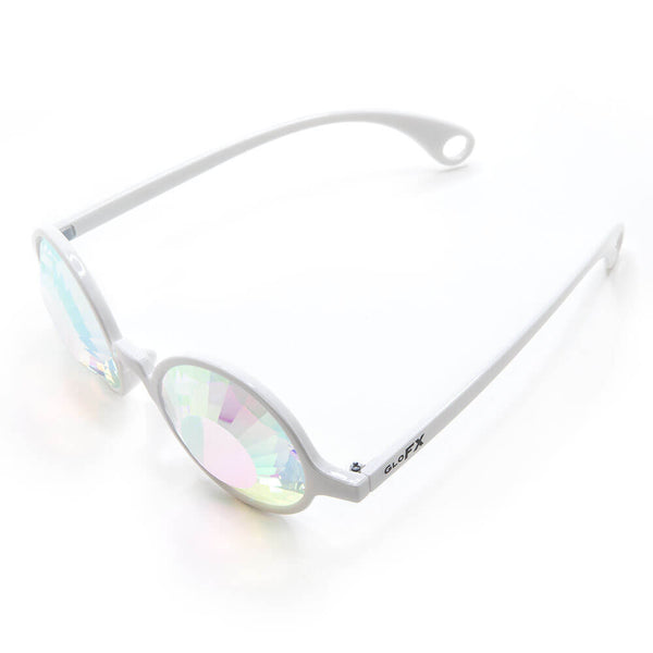GloFX Kaleidoscope Glasses - White - Wormhole Flat Back