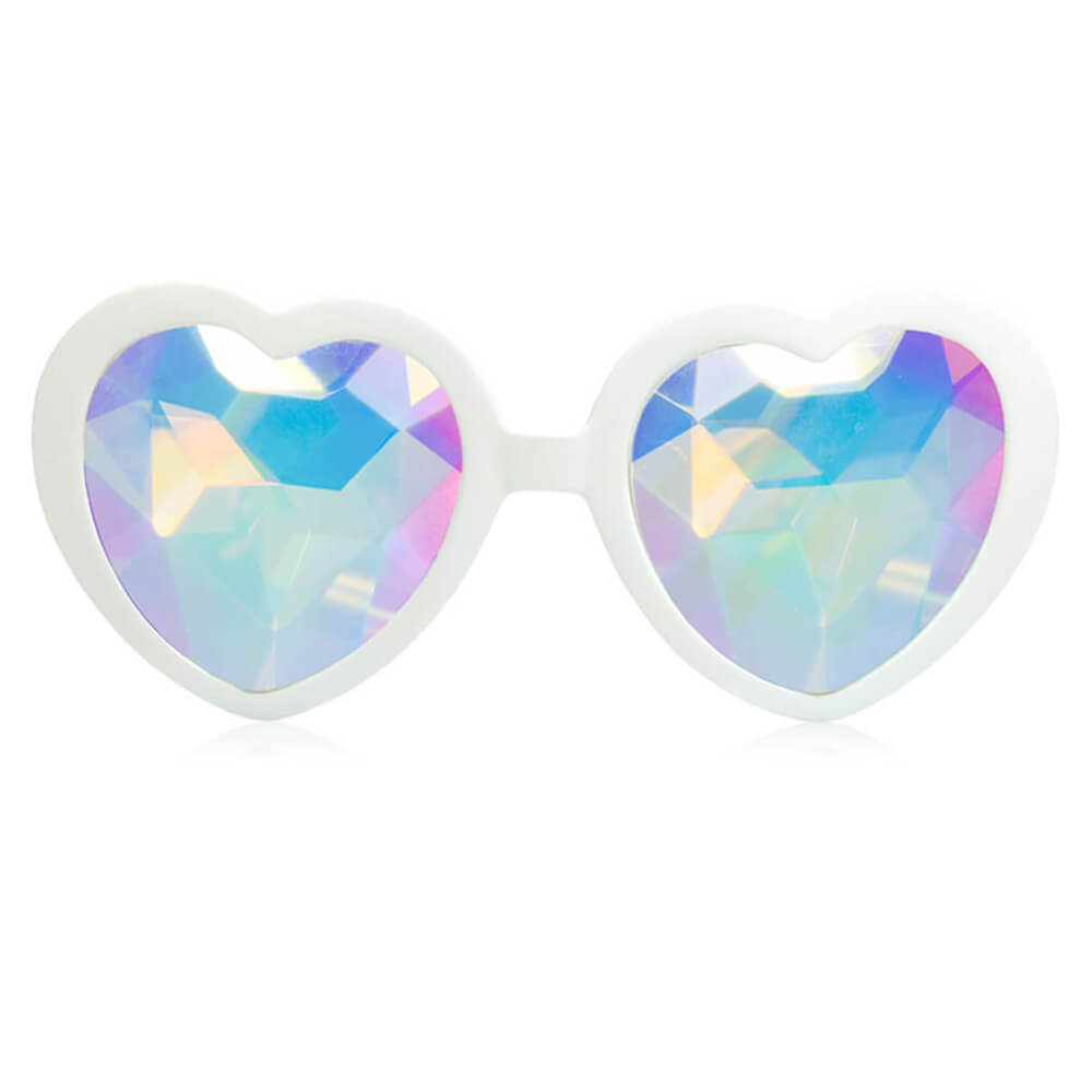 GloFX Heart Shaped Kaleidoscope Glasses - White
