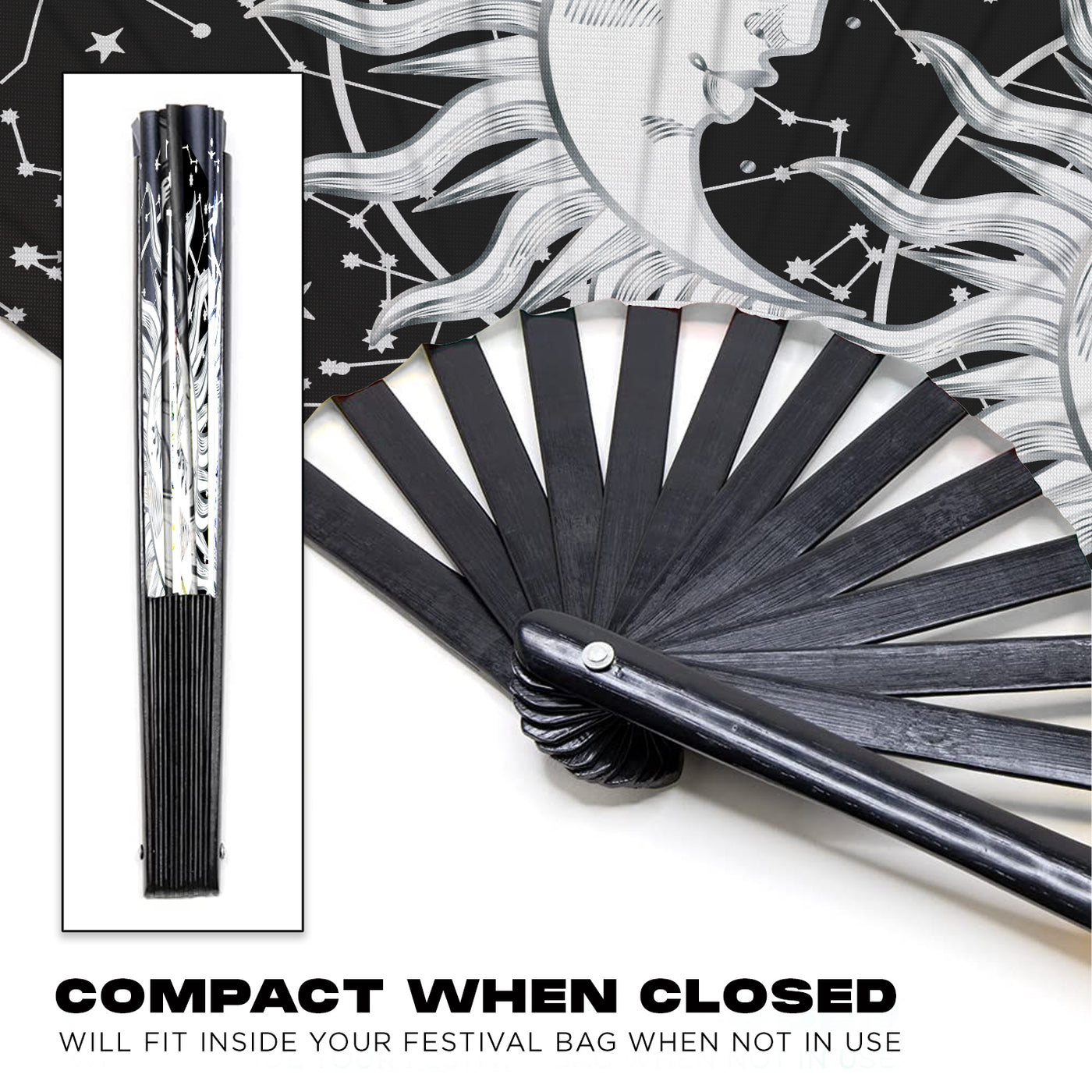 GloFX Festival Folding Fan - Sun & Moon