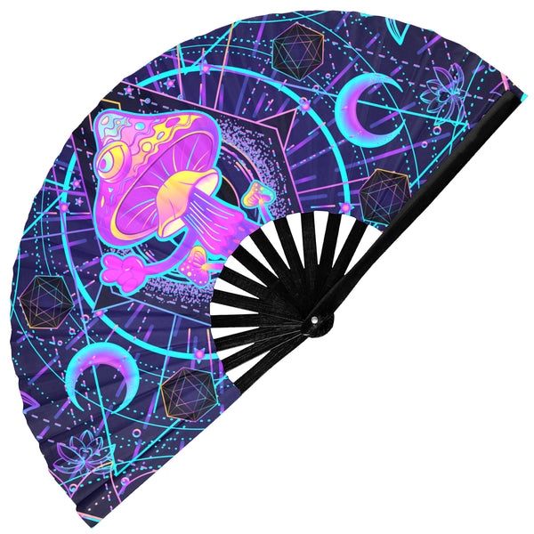 GloFX Festival Folding Fan - UV Mushroom