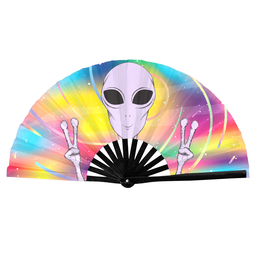 GloFX Festival Folding Fan - Rainbow Alien