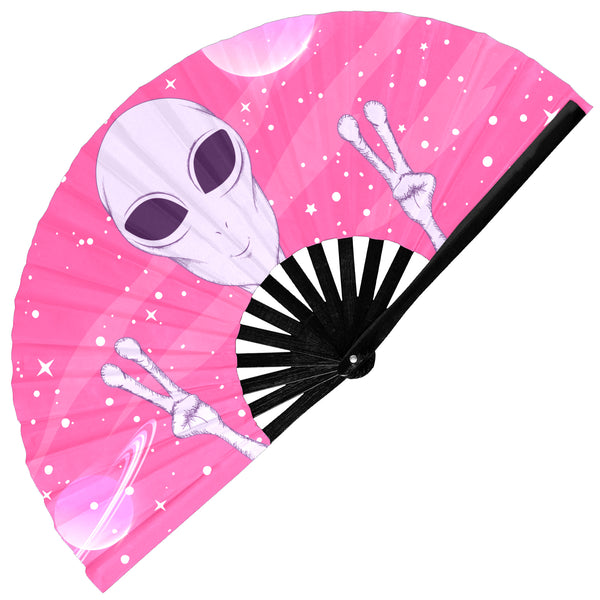 GloFX Festival Folding Fan - Pink Alien