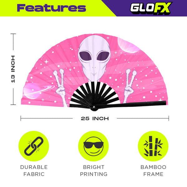 GloFX Festival Folding Fan - Pink Alien