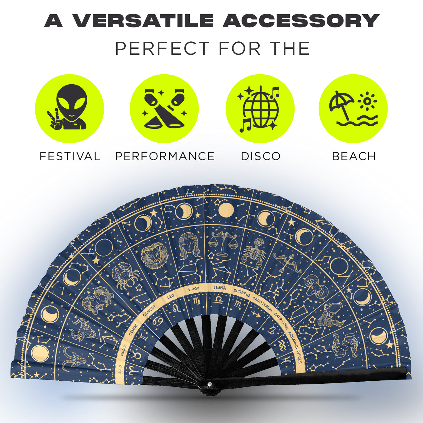 GloFX Festival Folding Fan - Zodiac
