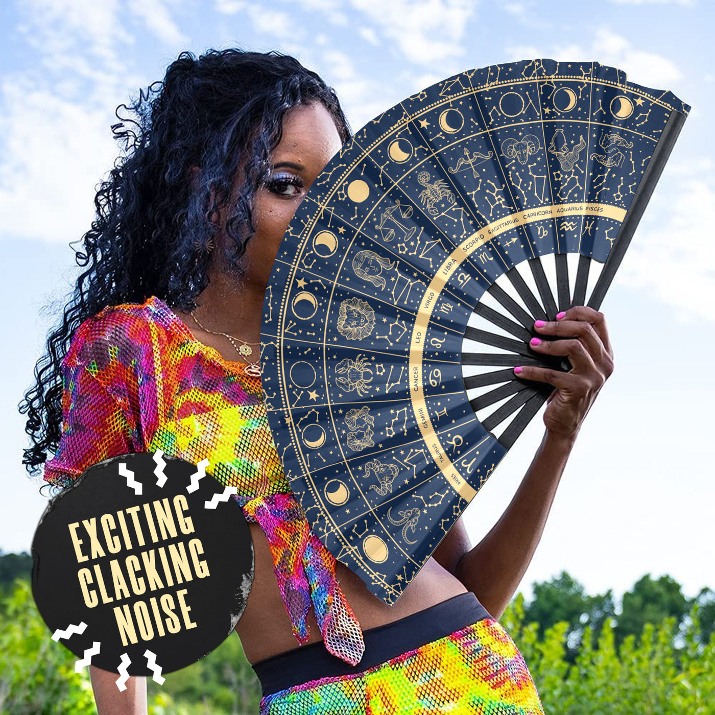 GloFX Festival Folding Fan - Zodiac