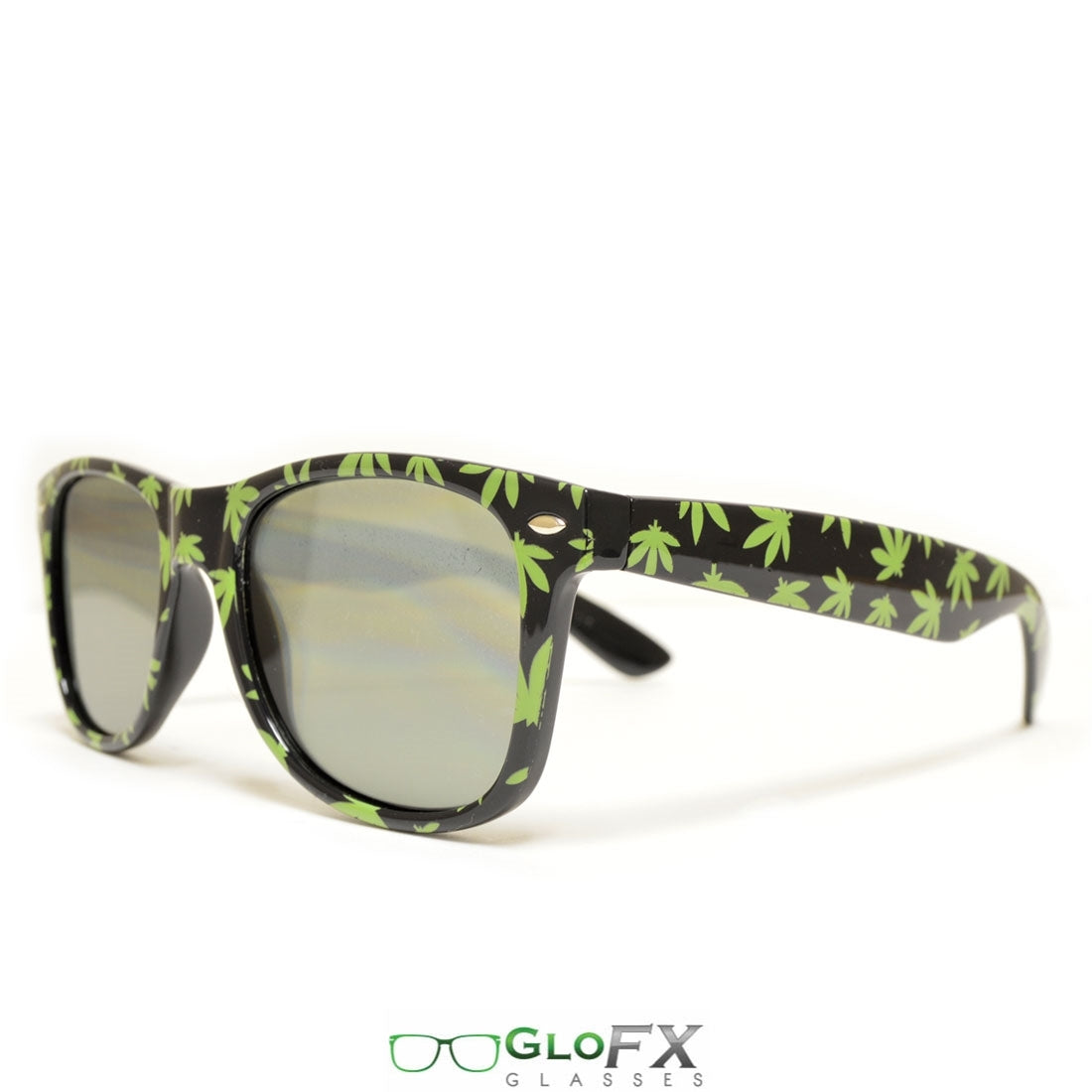 GloFX Pot Leaf Diffraction Glasses - Emerald tinted