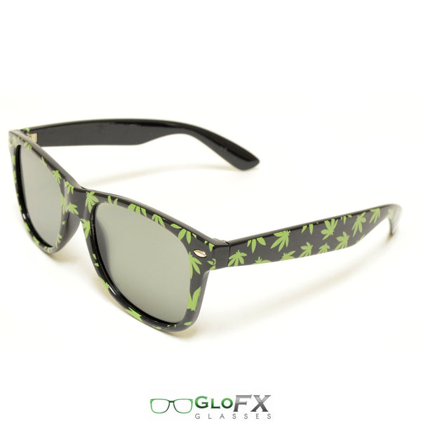 GloFX Pot Leaf Diffraction Glasses - Emerald tinted