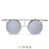 GloFX Vintage Flip Round Diffraction Glasses - Silver - Silver mirror
