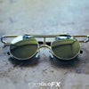 GloFX Vintage Flip Round Diffraction Glasses - Silver - Silver mirror
