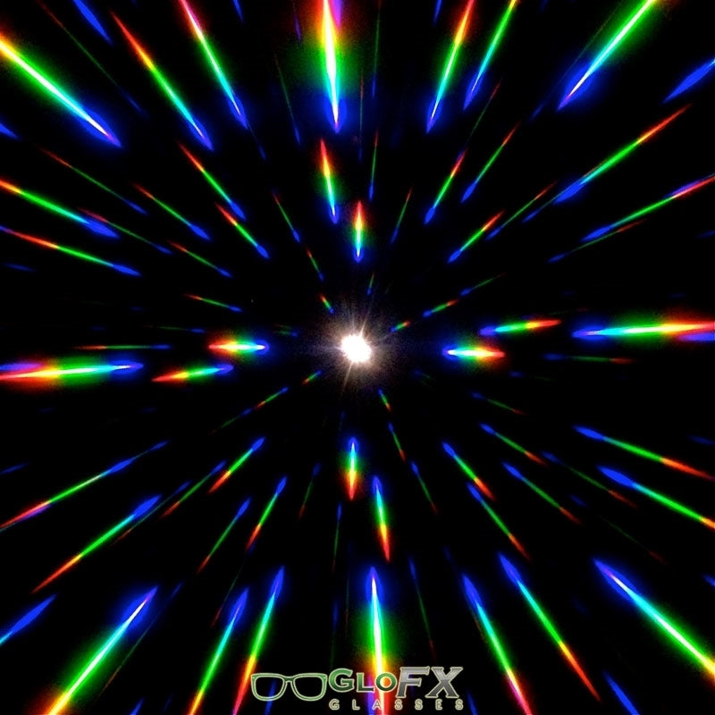 GloFX Vintage Flip Round Diffraction Glasses - Silver - Silver mirror