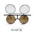 GloFX Vintage Flip Round Diffraction Glasses - Black - Gold mirror