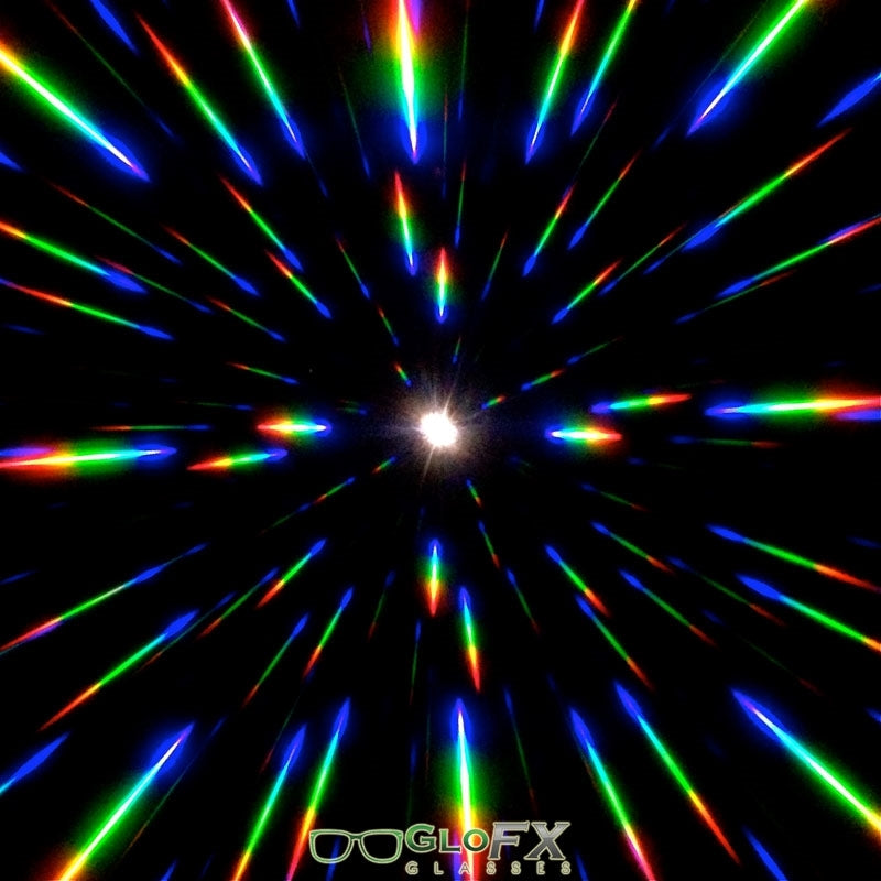 GloFX Vintage Flip Round Diffraction Glasses - Black - Gold mirror