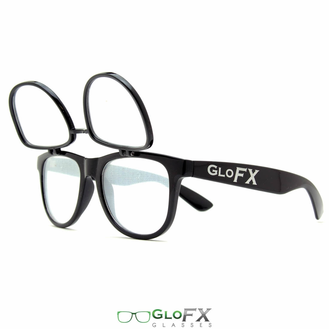 GloFX Spiral Flip Diffraction Glasses - Black