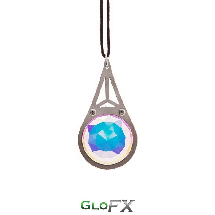 Kaleidoscope Crystal Monocle Necklace - Silver - Rainbow