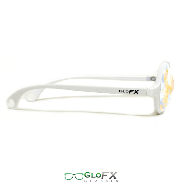 GloFX Kaleidoscope Glasses - White - Rainbow Wormhole