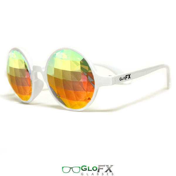 GloFX Kaleidoscope Glasses - White - Rainbow Bug-Eye