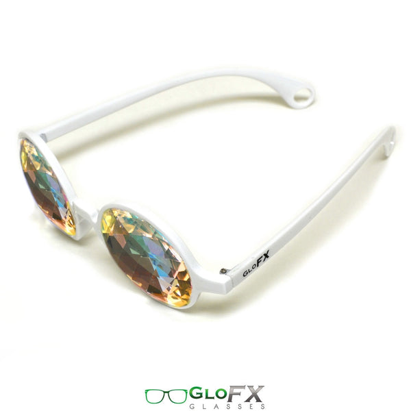 GloFX Kaleidoscope Glasses - White - Rainbow Bug-Eye