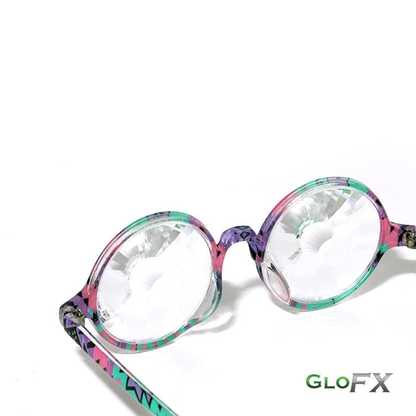 GloFX Kaleidoscope Glasses - Aztec - Clear Wormhole