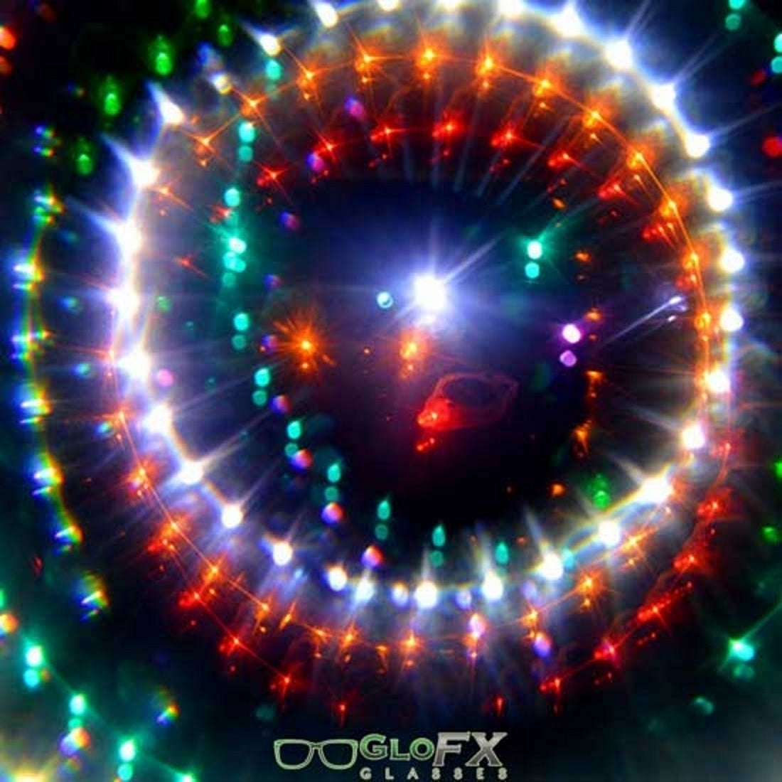 GloFX Kaleidoscope Glasses - Black - Rainbow Wormhole