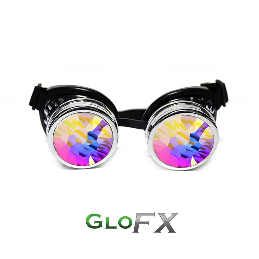 GloFX Kaleidoscope Goggles - Chrome - Rainbow Fractal