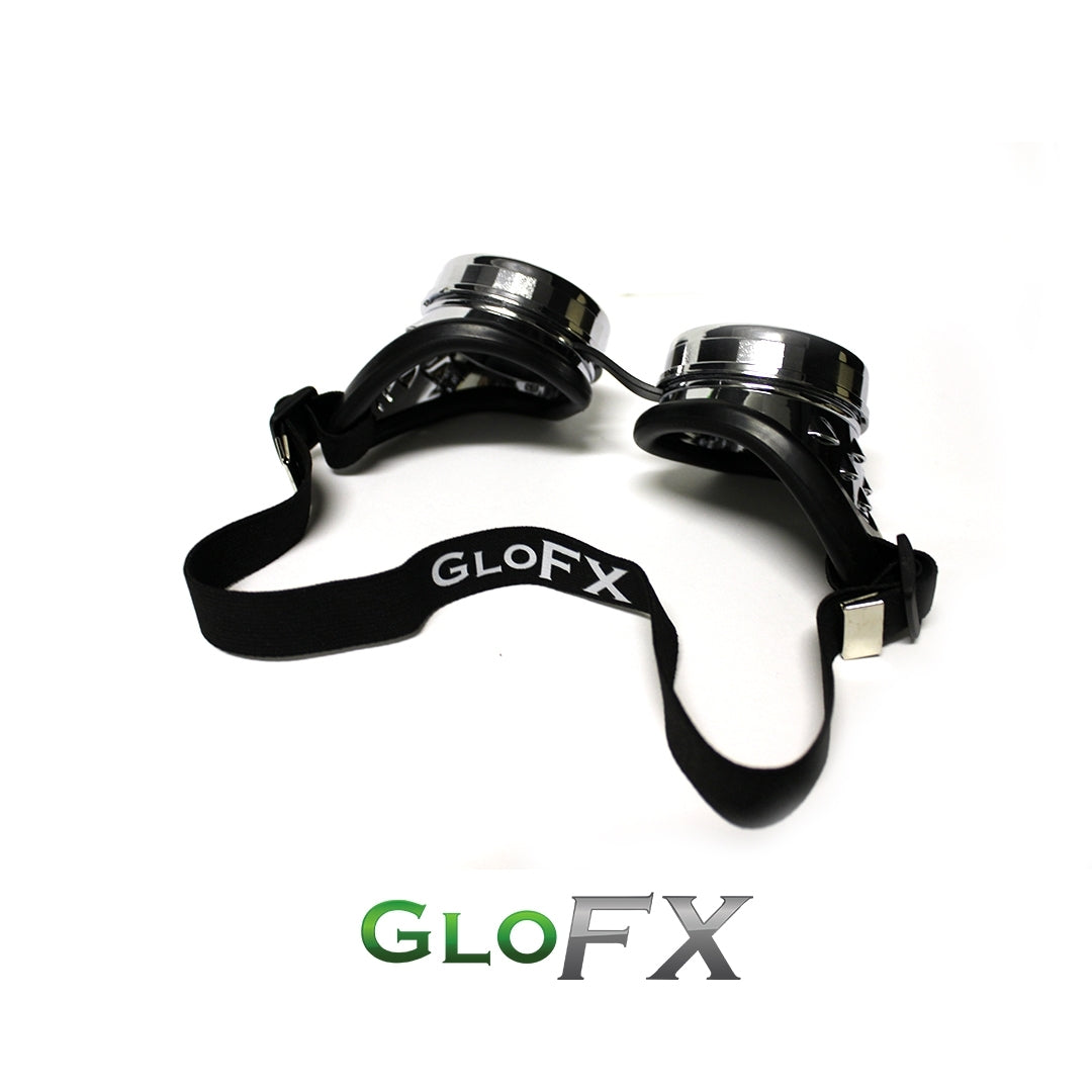 GloFX Kaleidoscope Goggles - Chrome - Rainbow Fractal
