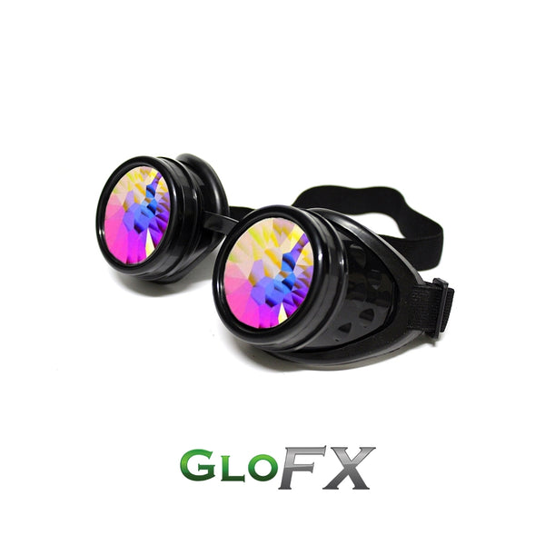GloFX Kaleidoscope Goggles - Black - Rainbow Fractal