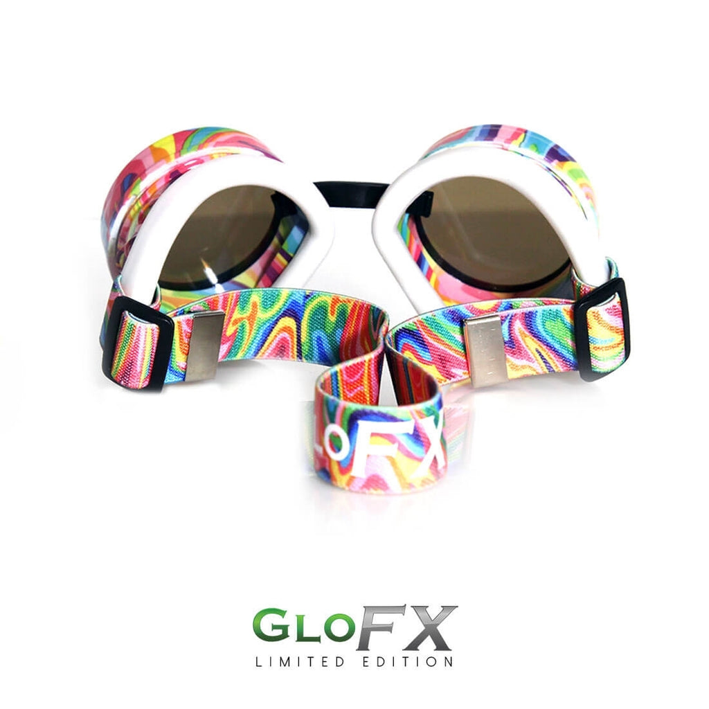 GloFX Diffraction Goggles - Kandi Swirl - Clear | The Rave Cave