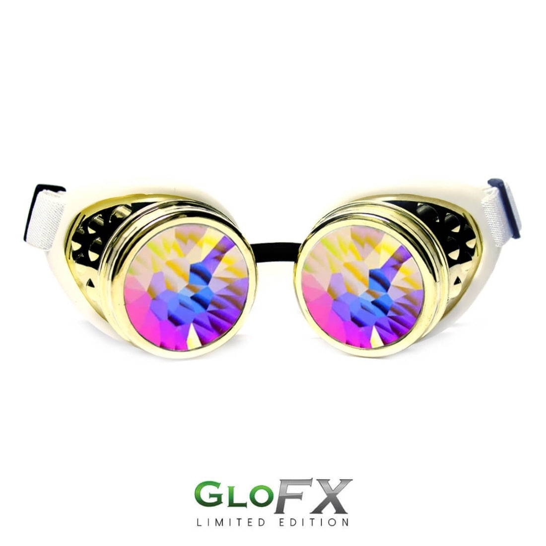 GloFX Kaleidoscope Goggles - Royal Gold - Rainbow Fractal