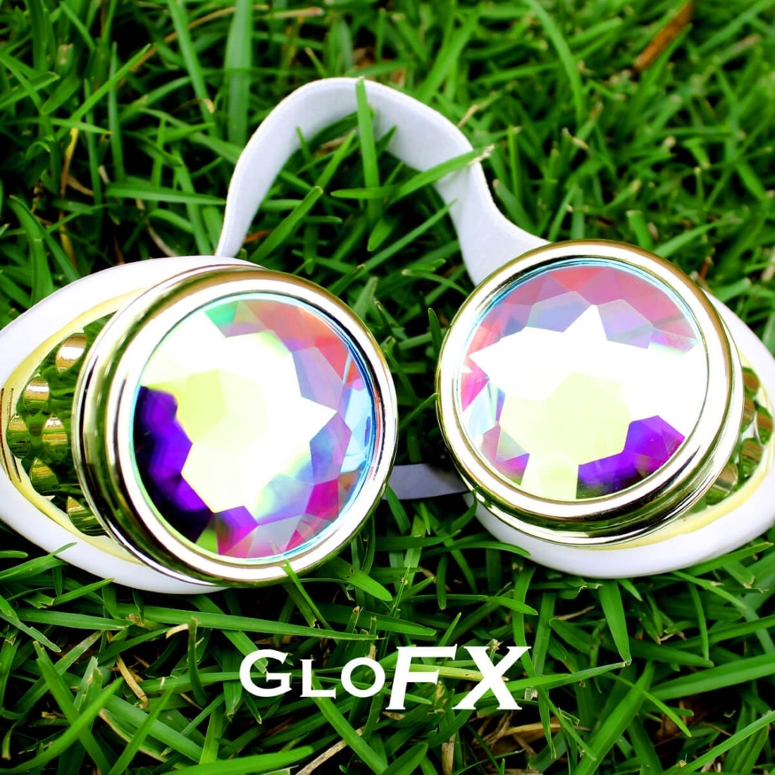 GloFX Kaleidoscope Goggles - Royal Gold - Rainbow Fractal