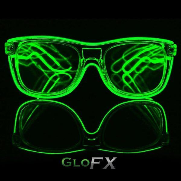 GloFX Ultimate Diffraction Glasses - Clear with Green Luminescence