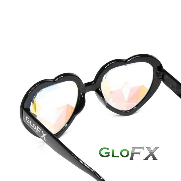 GloFX Heart Shaped Kaleidoscope Glasses - Black