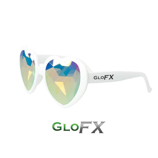 GloFX Heart Shaped Kaleidoscope Glasses - White