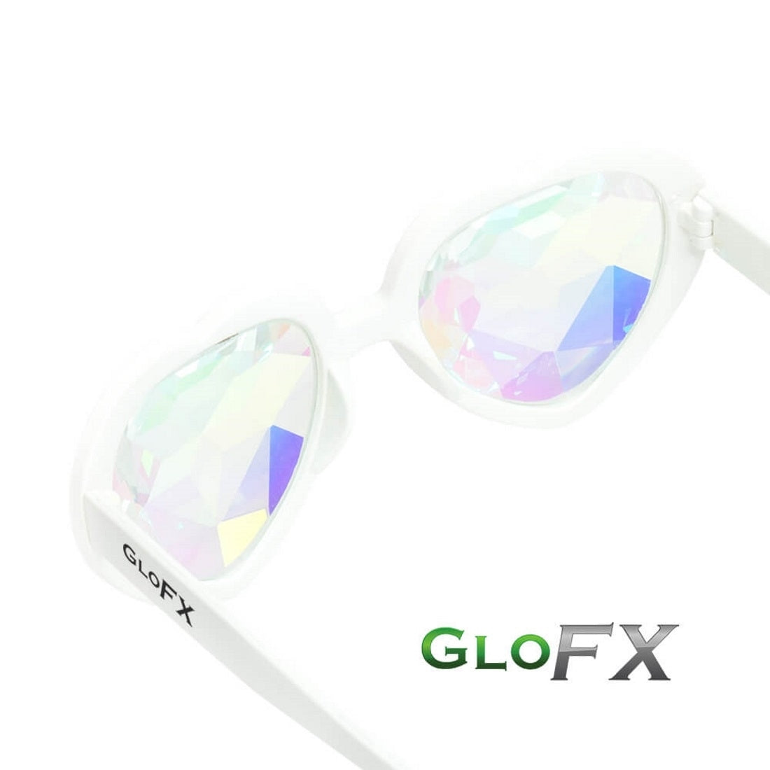 GloFX Heart Shaped Kaleidoscope Glasses - White