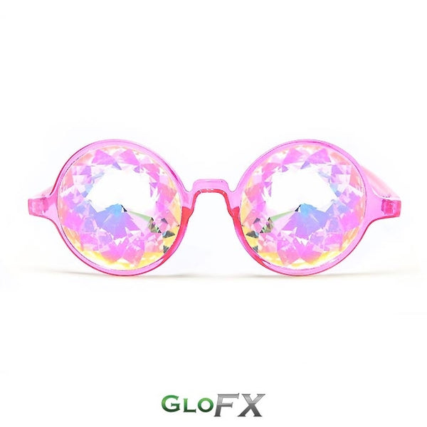 GloFX Kaleidoscope Glasses - Transparent Pink - Rainbow