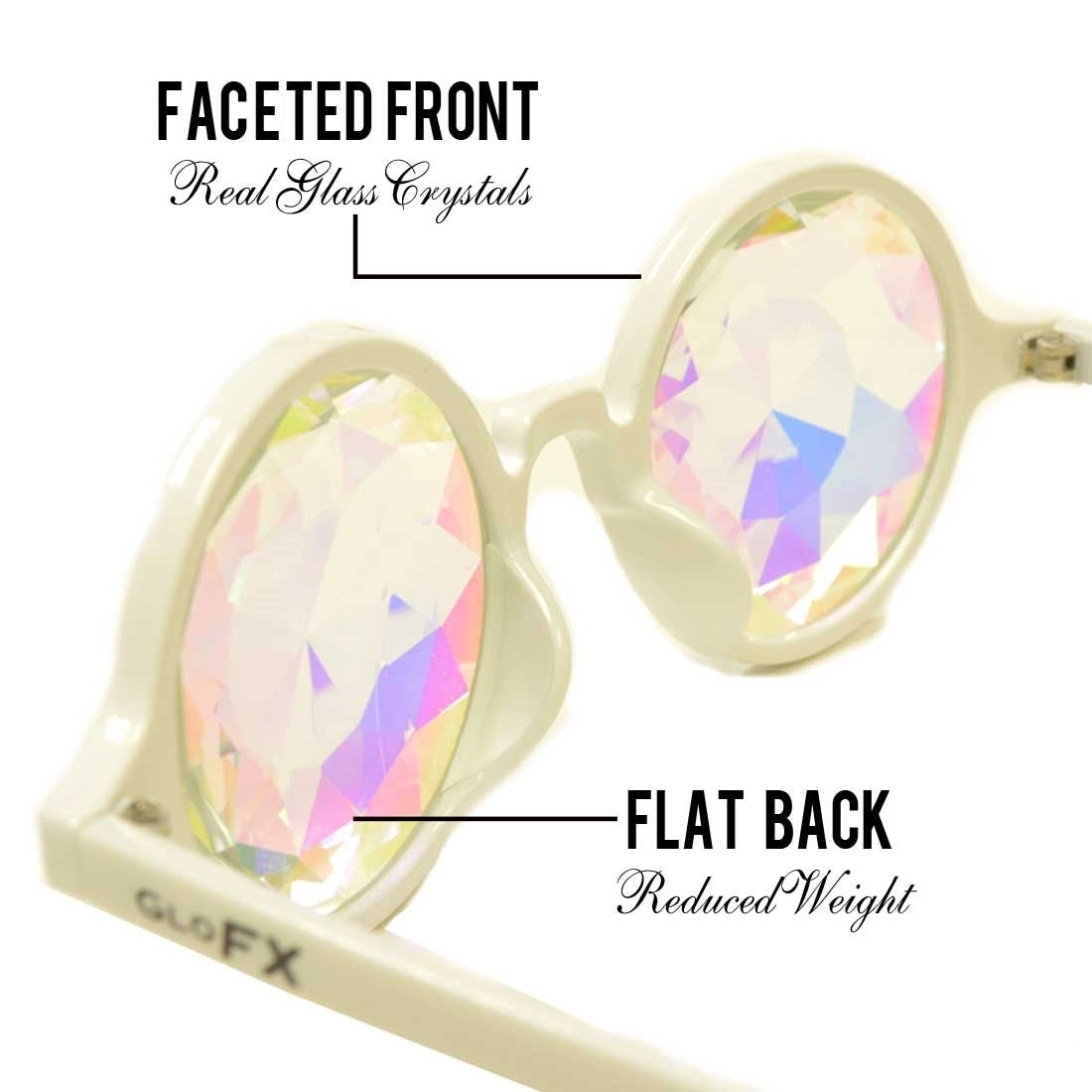 GloFX Kaleidoscope Glasses - Transparent Pink - Rainbow Fractal