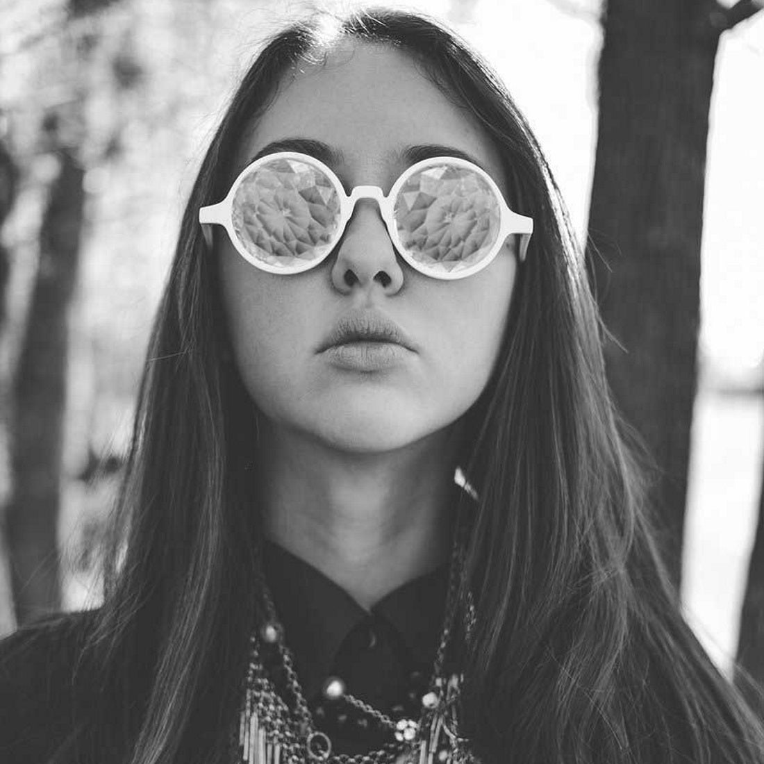GloFX Kaleidoscope Glasses - Transparent Pink - Rainbow Fractal