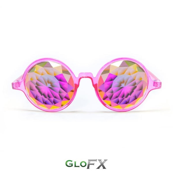 GloFX Kaleidoscope Glasses - Transparent Pink - Rainbow Fractal