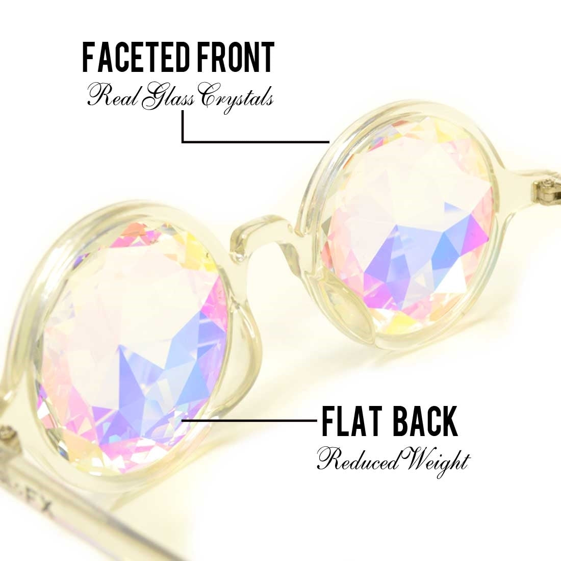 GloFX Kaleidoscope Glasses - Clear - Rainbow Fractal
