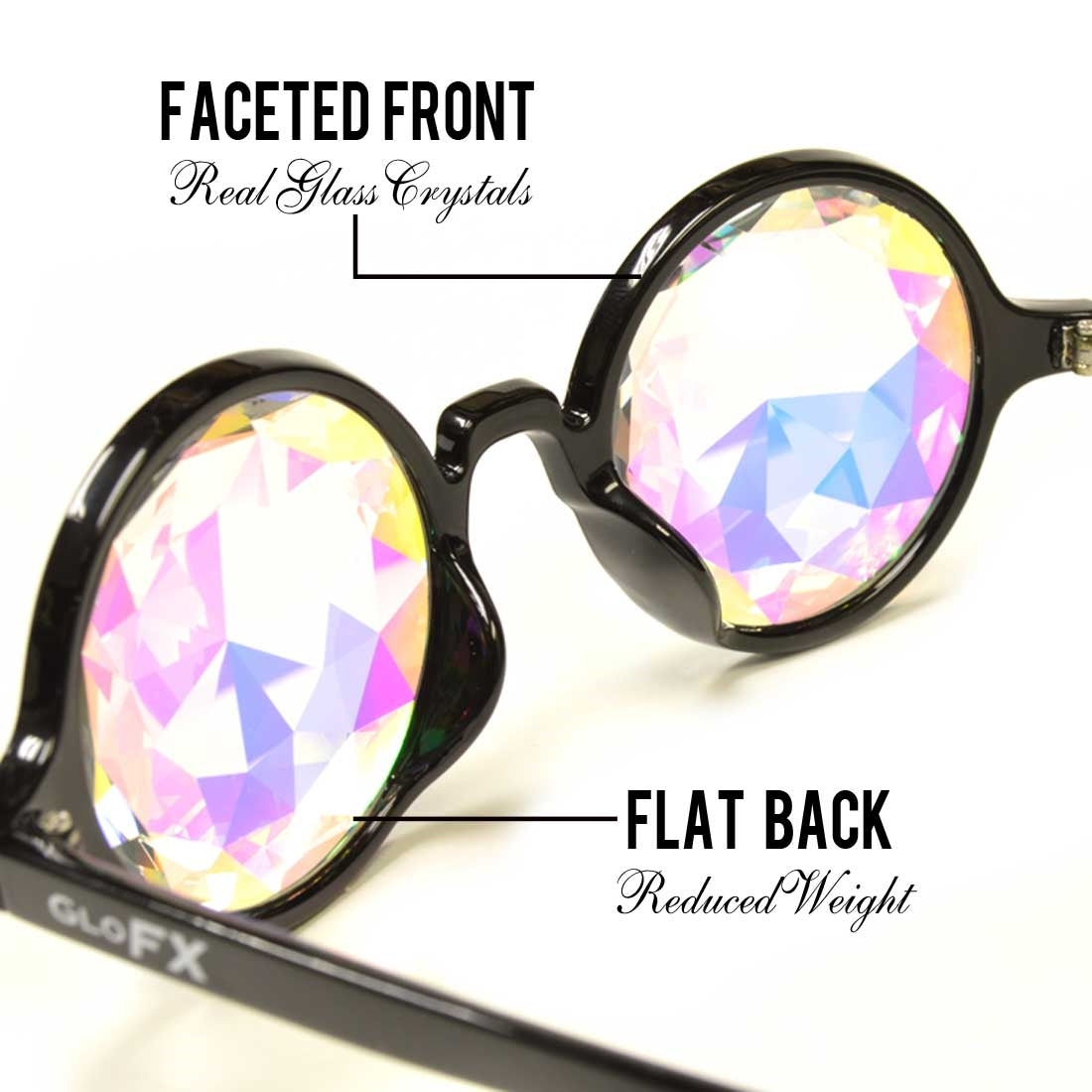 GloFX Kaleidoscope Glasses - Black - Sacred