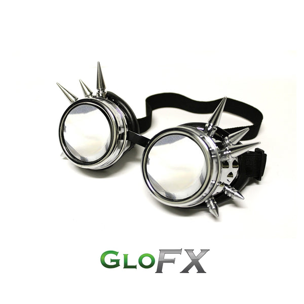 GloFX Diffraction Goggles - Chrome Spike - Clear