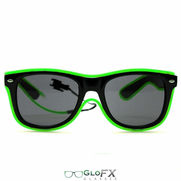 GloFX Black Sunglasses with Green Luminescence