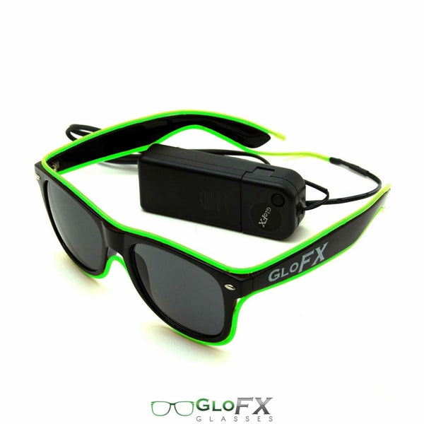 GloFX Black Sunglasses with Green Luminescence