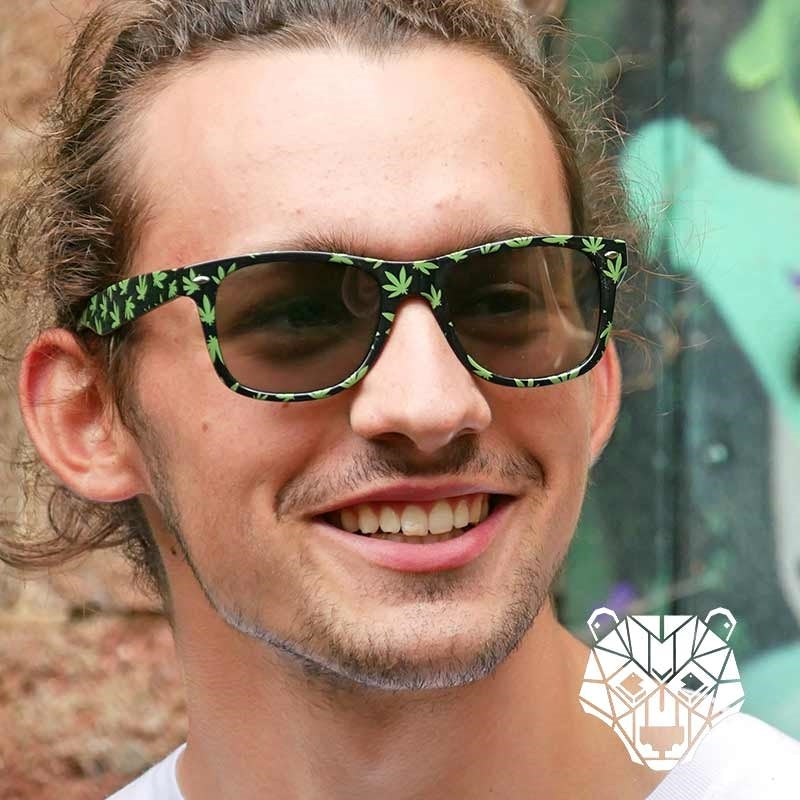 GloFX Pot Leaf Diffraction Glasses - Emerald tinted